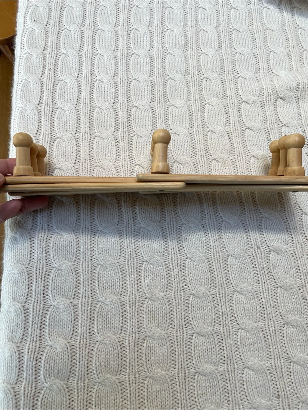 Natural Wood Accordion 10 Peg Rack Wall Hanger